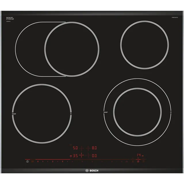 Płyta ceramiczna Bosch PKN675DP1D Serie 8 60 cm, 4 pola, PowerBoost, timer, czarny, bezramkowa