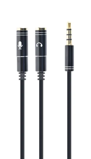 Kabel GEMBIRD CCA-417M (4-Pin Mini Jack M - 2x Mini Jack F; 0 20m; kolor czarny)