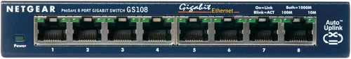 NETGEAR GS108GE przełącznik sieciowy Nie zarządzany Gigabit Ethernet (10/100/1000) Niebieski, 8 portów