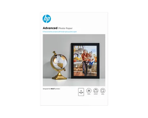 HP Papier fotograficzny Advanced, błyszczący, 250 g/m2, A4 (210 × 297 mm), 25 arkuszy