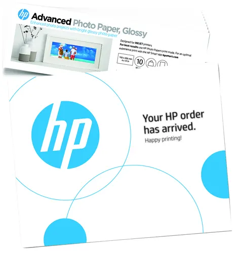 HP Papier fotograficzny Advanced, błyszczący, 65 lb, 10 × 30,5 cm 10 arkuszy