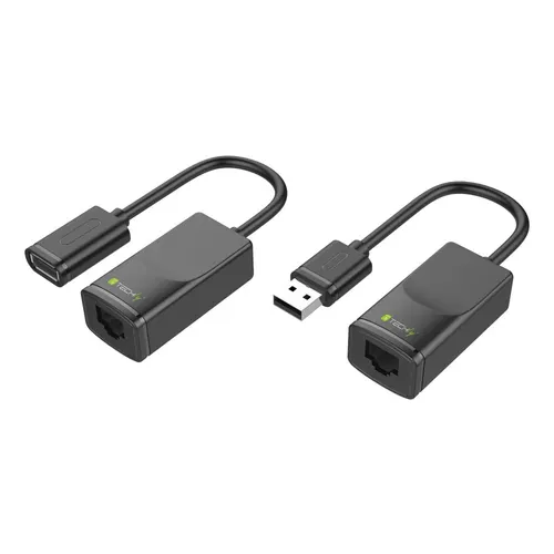 Techly IUSB-EXTENDTY2 przejściówka do kabli RJ-45 USB 2.0 Type-A Czarny