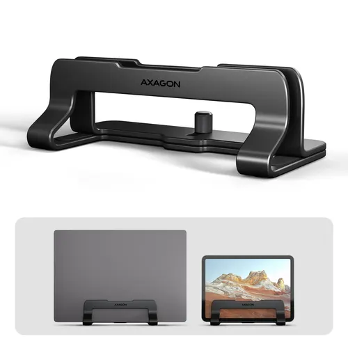 Axagon STND-VB Vertikaler Laptop-Ständer, einstellbare Breite, Aluminium Podstawka pod notebooka i tablet Czarny 43,9 cm (17.3")