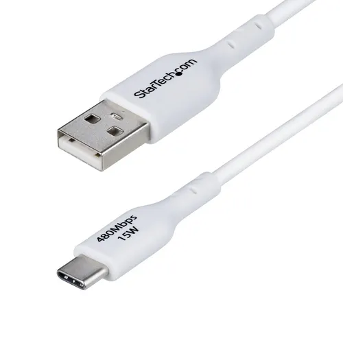 StarTech.com USB2AC1MNCWHE kabel USB USB 2.0 1 m USB A USB C 0,48 Gbit/s Biały