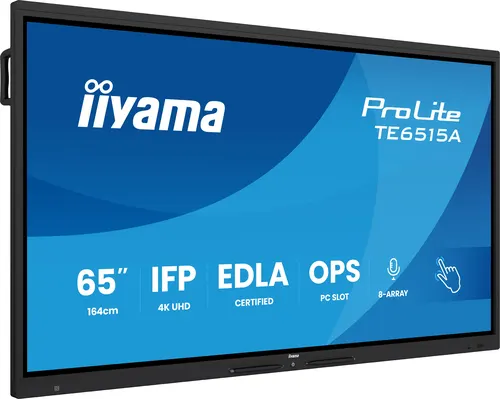 iiyama TE6515A-B1AG signage display Interaktywny płaski panel 163,8 cm (64.5") Wi-Fi 550 cd/m² 4K Ultra HD Czarny Ekran dotykowy Procesor wbudowany Android