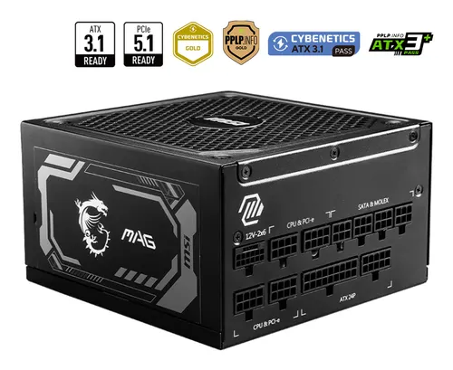 MSI MAG A1250GL PCIE5 moduł zasilaczy 1250 W 24-pin ATX ATX Czarny