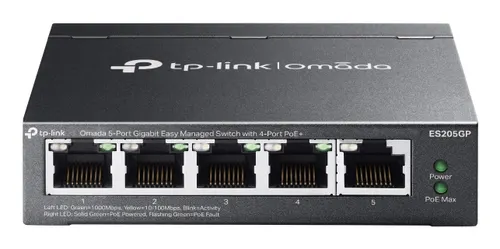TP-Link Omada ES205GP przełącznik sieciowy Zarządzany Gigabit Ethernet (10/100/1000) Obsługa PoE Czarny