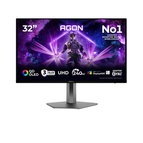 AOC AGON PRO AG326UZD2 monitor komputerowy 80 cm (31.5") 3840 x 2160 px 4K Ultra HD OLED Czarny
