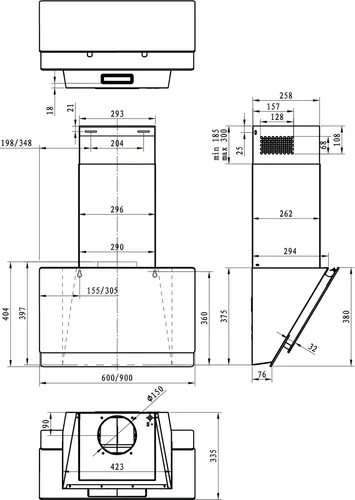 Gorenje WHI649EXBG Naścienny Srebrny, Stal nierdzewna 608 m³/h