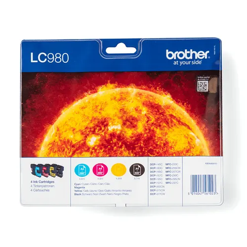Brother LC980VALBP nabój z tuszem 4 szt. Oryginalny Czarny, Cyjan, Purpurowy, Żółty
