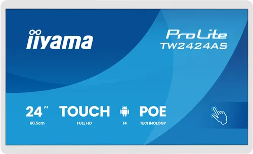 iiyama TW2424AS-W3P signage display Interaktywny płaski panel 60,5 cm (23.8") LCD Wi-Fi 450 cd/m² Full HD Biały Ekran dotykowy Procesor wbudowany Android 24/7