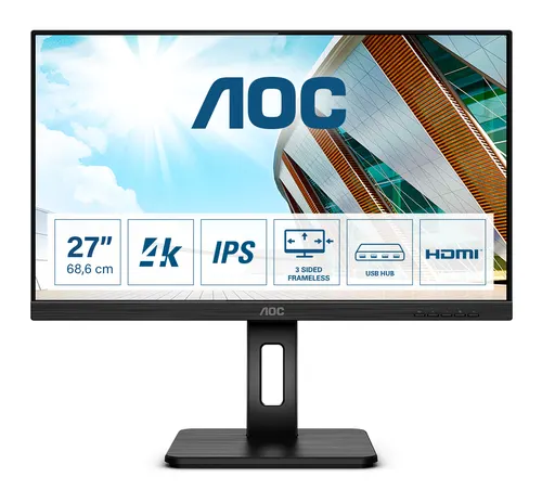 AOC P2 U27P2 monitor komputerowy 68,6 cm (27") 3840 x 2160 px 4K Ultra HD LED Czarny