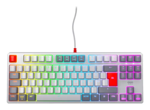 CHERRY K4V2 TKL klawiatura Gaming USB QWERTY Skandynawia Szary, Jasny Szary, Czerwony
