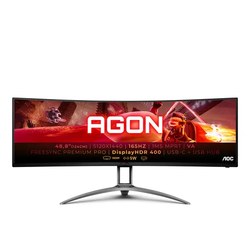 AOC B2 AG493UCX2 monitor komputerowy 124 cm (48.8") 5120 x 1440 px Quad HD LED Czarny