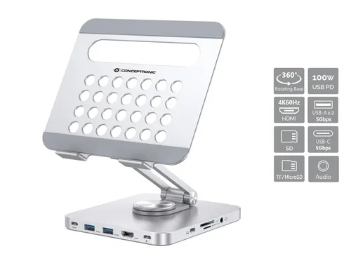 Conceptronic DONN26G stojak do multimediów Srebrny Tablet Stojak multimedialny