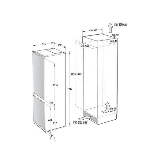 Gorenje NRKI519E41 Wbudowany 284 l Biały