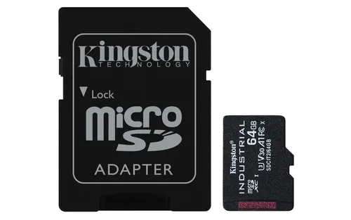 Kingston Technology Karta 64GB microSDXC Industrial C10 A1 pSLC + adapter SD