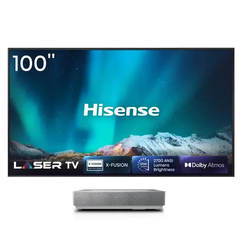 Hisense 100L5ND projektor Projektor ultrakrótkiego rzutu 2700 ANSI lumenów DLP UHD 4K (3840x2160) Czarny, Srebrny Kompatybilność 3D