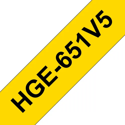 HGE-251V5 LAMINAT LABELING TAPE/24MM 8M LONG WHITE/BLACK 5 PACK