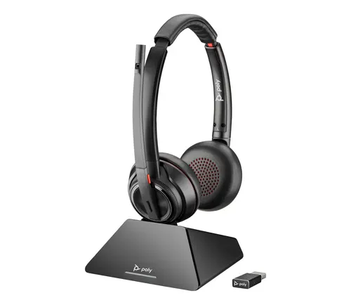 HP Poly Zestaw słuchawkowy Poly Savi 8220 UC z certyfikatem Microsoft Teams DECT 1880–1900 MHz USB-A