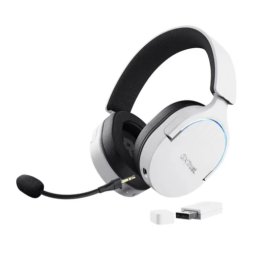 Trust GXT 491W FAYZO Zestaw słuchawkowy Przewodowy i Bezprzewodowy Opaska na głowę Gaming USB Type-C Bluetooth Czarny, Biały