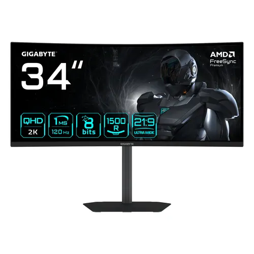 GIGABYTE GS34WQCA EK monitor komputerowy 86,4 cm (34") 3440 x 1440 px Wide Quad HD LCD Czarny