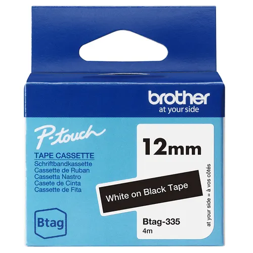 Brother BTAG-335 taśmy do etykietowania Biały na czarnym