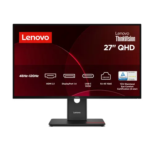 Lenovo ThinkVision T27QD-40 monitor komputerowy 68,6 cm (27") 2560 x 1440 px Wide Quad HD LED Czarny (64AAGAT2EU_D)