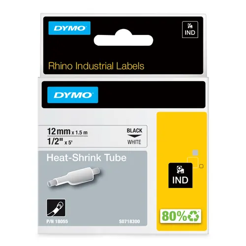 DYMO Rhino termokurczliwe rurki do kabli, 12 mm, 1,5 m, białe