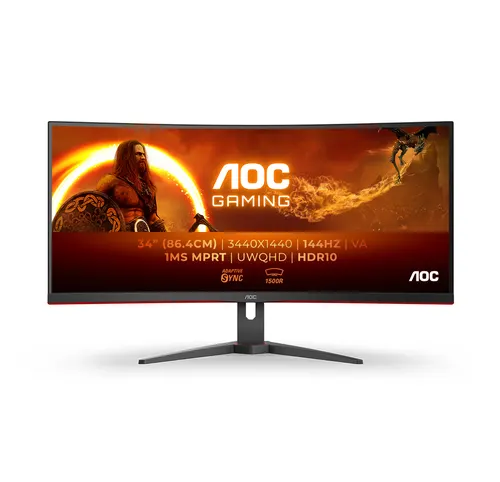 AOC G2 CU34G2XE/BK monitor komputerowy 86,4 cm (34") 3440 x 1440 px Wide Quad HD LCD Czarny, Czerwony
