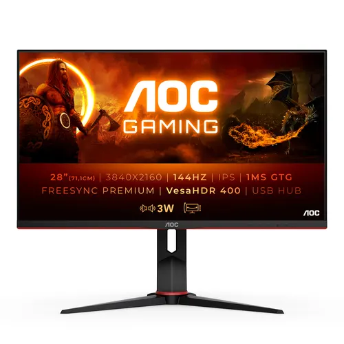 AOC G2 U28G2XU/BK monitor komputerowy 71,1 cm (28") 3840 x 2160 px 4K Ultra HD LED Czarny, Czerwony