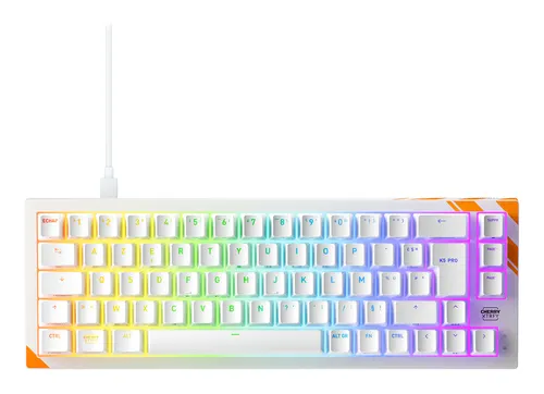 CHERRY K5 PRO TMR COMPACT klawiatura Gaming USB AZERTY Francuski Pomarańczowy, Biały