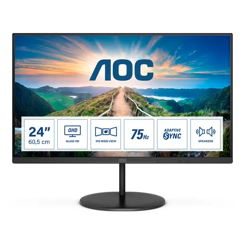 AOC V4 Q24V4EA monitor komputerowy 60,5 cm (23.8") 2560 x 1440 px 2K Ultra HD LED Czarny
