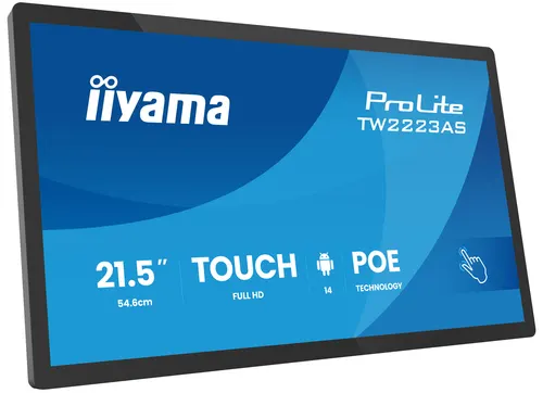 iiyama TW2223AS-B3P signage display Interaktywny płaski panel 54,6 cm (21.5") Wi-Fi 450 cd/m² Full HD Czarny Ekran dotykowy Procesor wbudowany Android 24/7