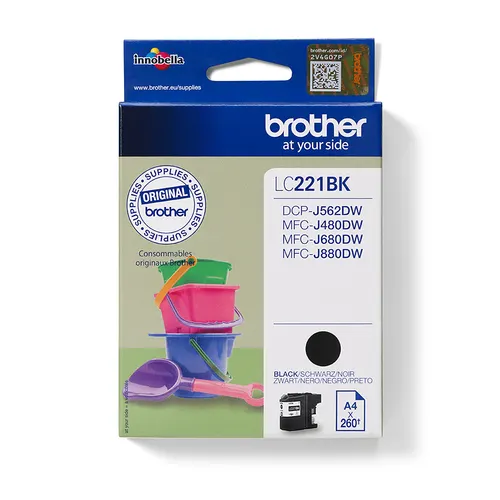 Brother LC221BK nabój z tuszem 1 szt. Oryginalny Czarny