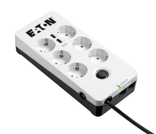 Eaton PB6TUD ochrona przeciwprzepięciowa Czarny, Biały 6 x gniazdo sieciowe 220 - 250 V 1,5 m