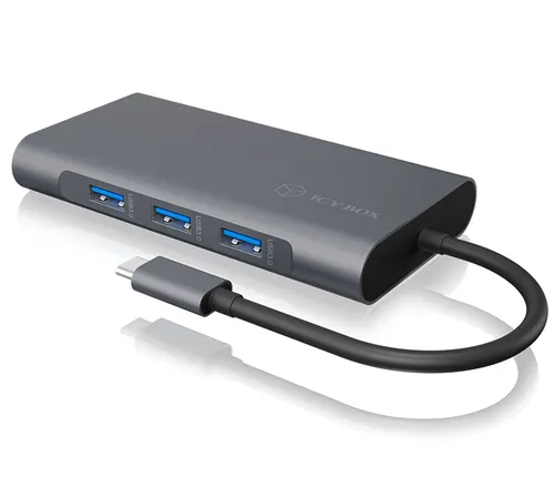 ICY BOX IB-DK4040-CPD Przewodowa USB 3.2 Gen 1 (3.1 Gen 1) Type-C Antracyt, Czarny