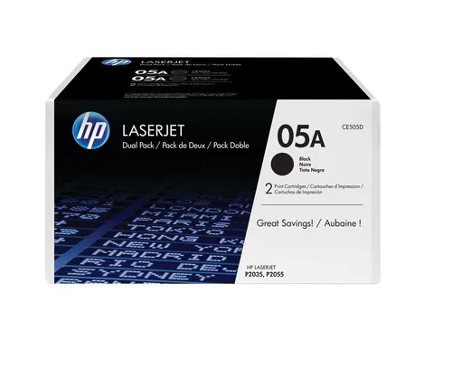HP Zestaw dwóch oryginalnych wkładów z czarnym tonerem 05A LaserJet