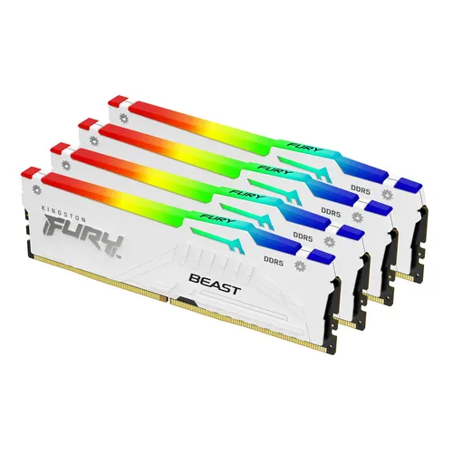 Kingston Technology FURY Beast 128GB 5600MT/s DDR5 CL40 DIMM (Zestaw 4) White RGB XMP