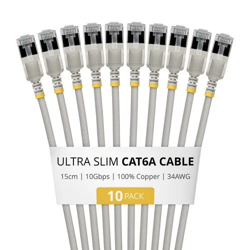 StarTech.com 6ASTP34GRS15CM10PK kabel sieciowy Szary 0,15 m Cat6a U/FTP (STP) Okrągły