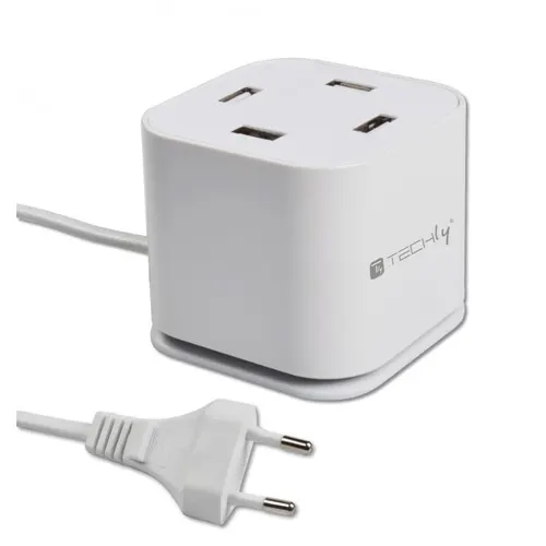 Techly IPW-USB-CUB496 ładowarka do urządzeń przenośnych Aparat cyfrowy, MP3, MP4, Smartfon, Tablet Biały Prąd przemienny Wewnętrzna