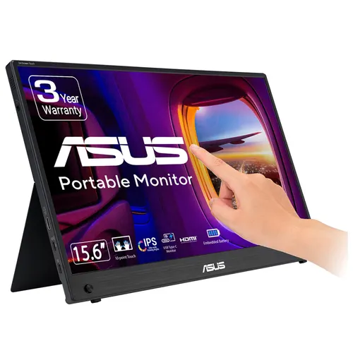 ASUS ZenScreen MB16AMTR monitor komputerowy 39,6 cm (15.6") 1920 x 1080 px Full HD LCD Ekran dotykowy Czarny