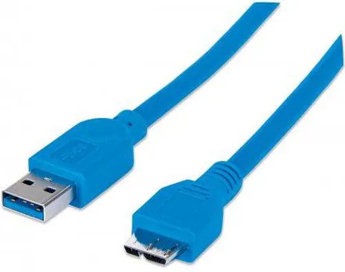 Manhattan USB 3.0, A/Micro-B, 1 m kabel USB USB 3.2 Gen 1 (3.1 Gen 1) USB A Micro-USB B 5 Gbit/s Niebieski