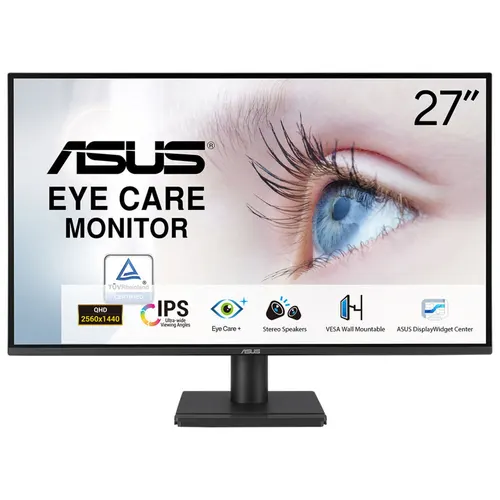 ASUS VA27AQ monitor komputerowy 68,6 cm (27") 2560 x 1440 px Quad HD LCD Czarny