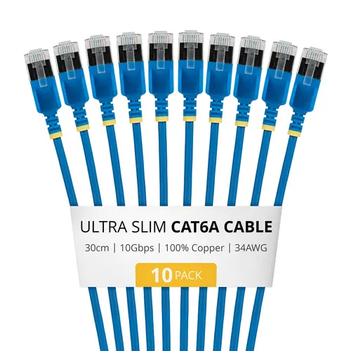StarTech.com 6ASTP34BLS30CM10PK kabel sieciowy Niebieski 0,3 m Cat6a U/FTP (STP) Okrągły