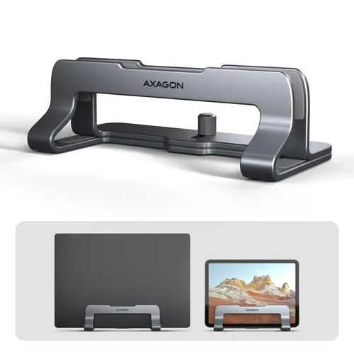 Axagon STND-VG Vertikaler Laptop-Ständer, einstellbare Breite, Aluminium Podstawka pod notebooka i tablet Szary 43,9 cm (17.3")