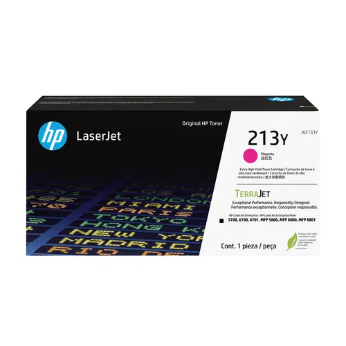 HP Oryginalnym wkładem z purpurowym tonerem o ekstrawysokiej wydajności 213Y LaserJet