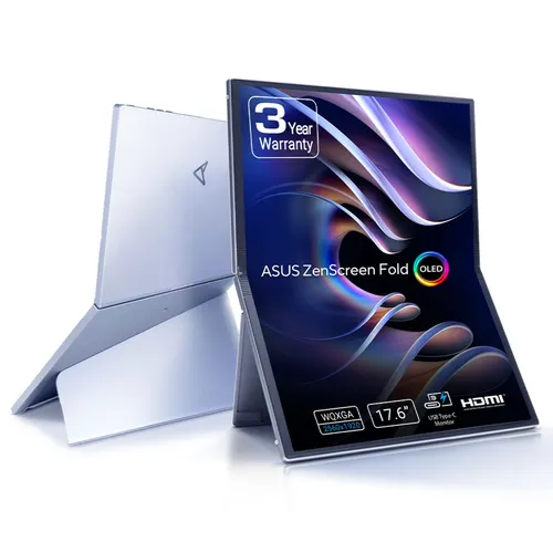 ASUS ZenScreen Fold OLED MQ17QH monitor komputerowy 43,9 cm (17.3") 2560 x 1920 px Quad HD Srebrny