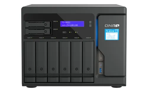 QNAP TS-855X SAN Tower Intel Atom® C5125 8 GB DDR4 0 TB QNAP QTS Czarny