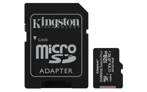 Kingston Technology Canvas Select Plus 128 GB MicroSDXC UHS-I Klasa 10, 128 GB, z adapterem SD